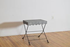 French Metal Folding Table with Scalloped Edge, Mid-20th Century
