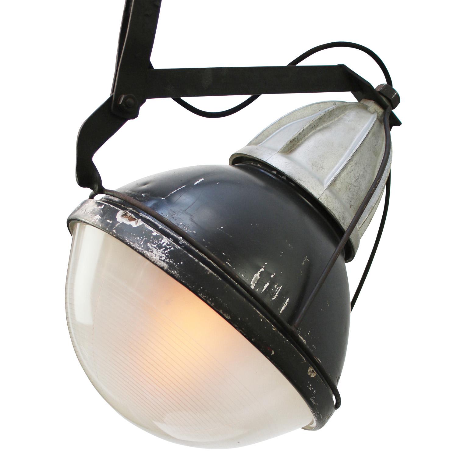 French Metal Frosted Glass Street light In Good Condition For Sale In Amsterdam, NL