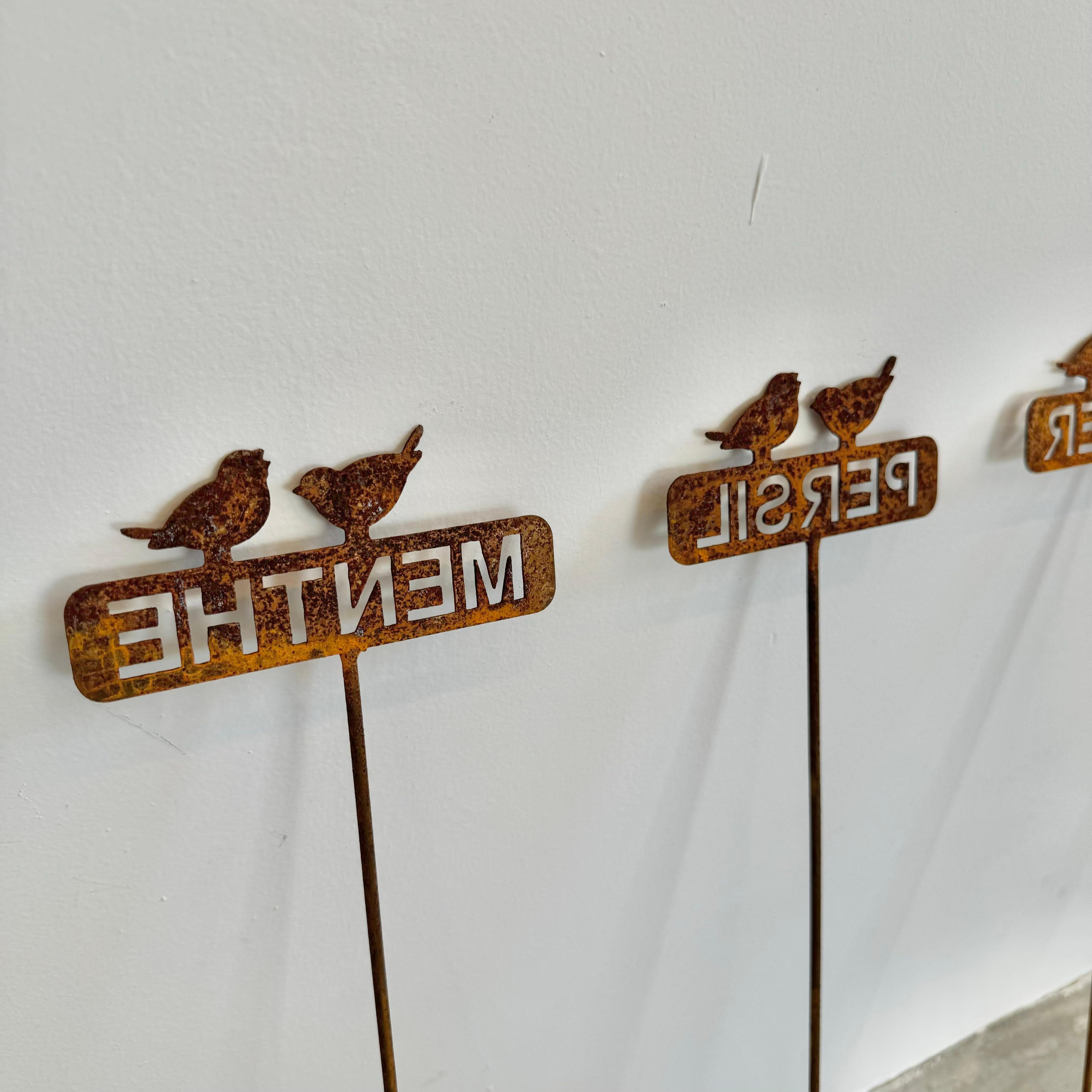 French Metal Garden Herb Markers, 1950s France For Sale 9
