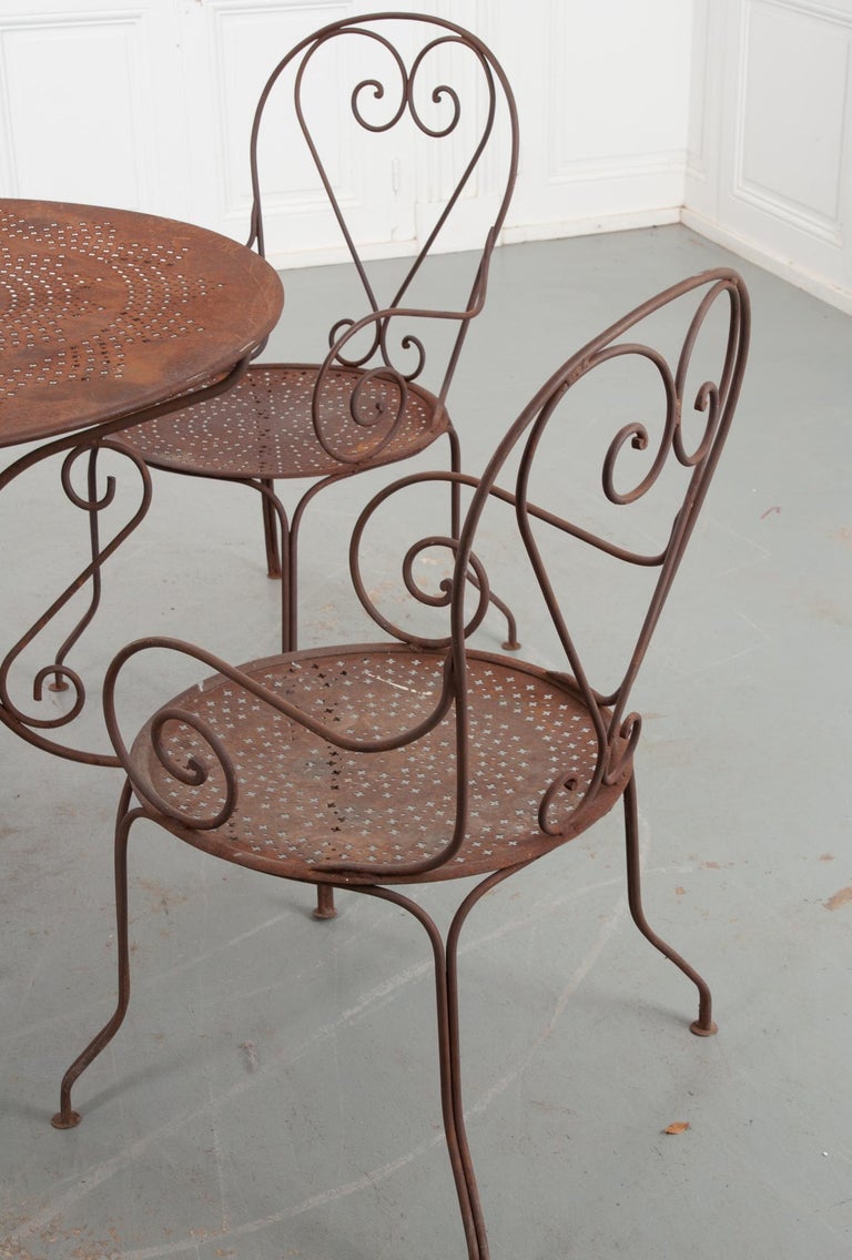 French Metal Garden Table and Chairs For Sale at 1stDibs