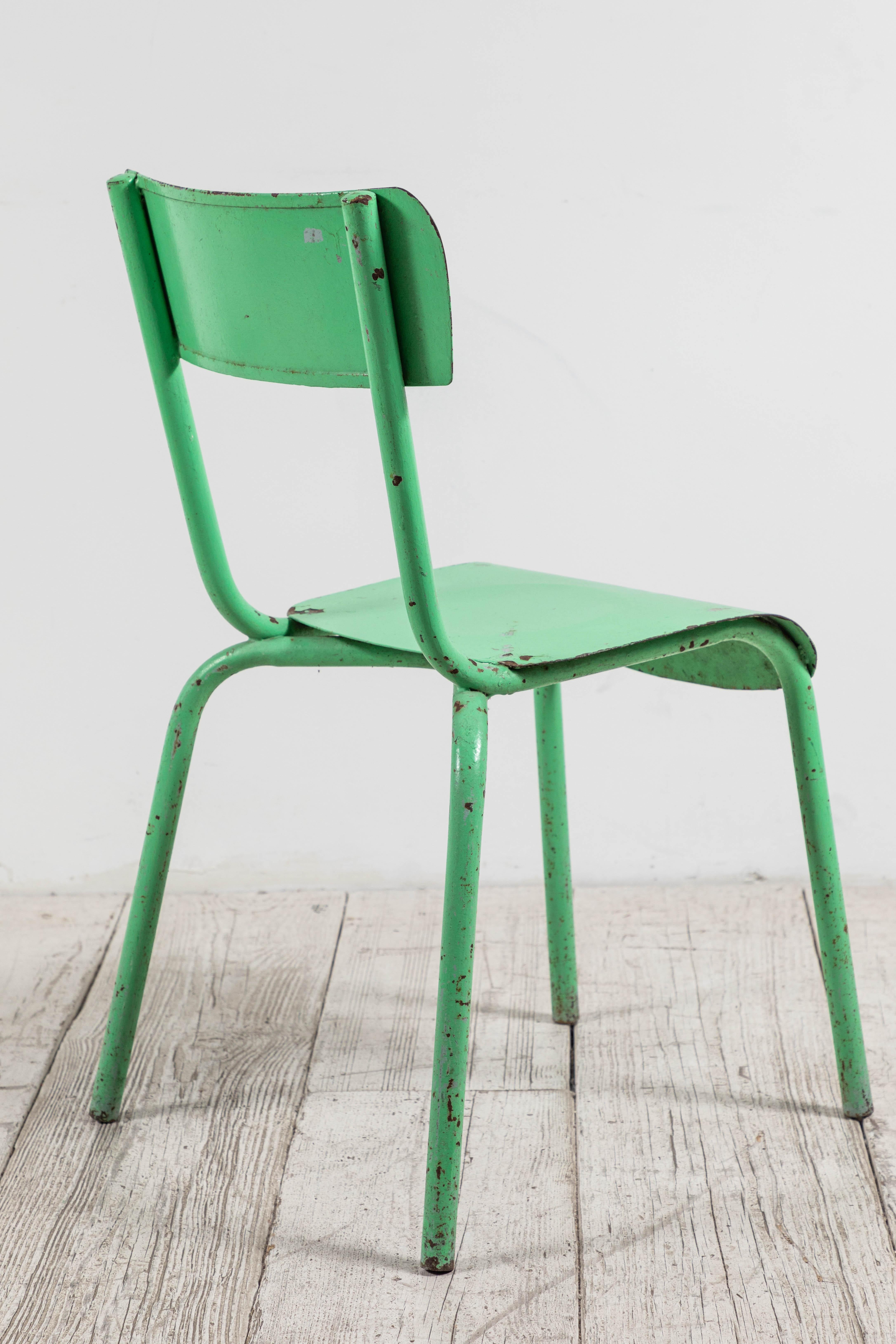 French Metal Green Painted Chairs 2