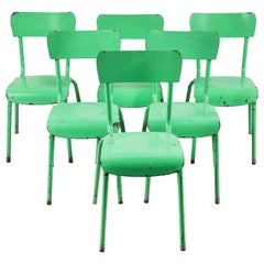 French Metal Green Painted Chairs