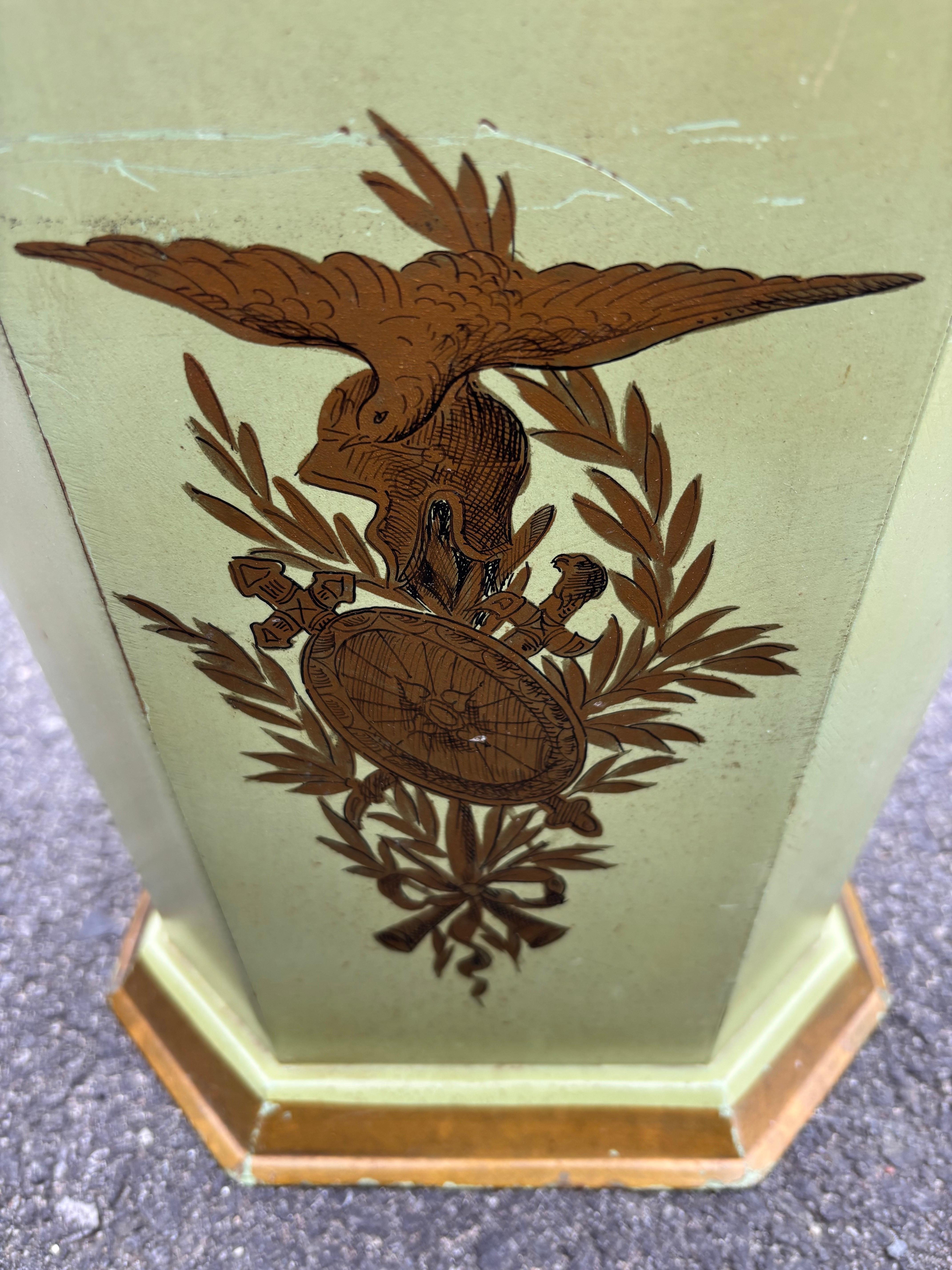 French Metal Hand-Painted Trash Can For Sale 1