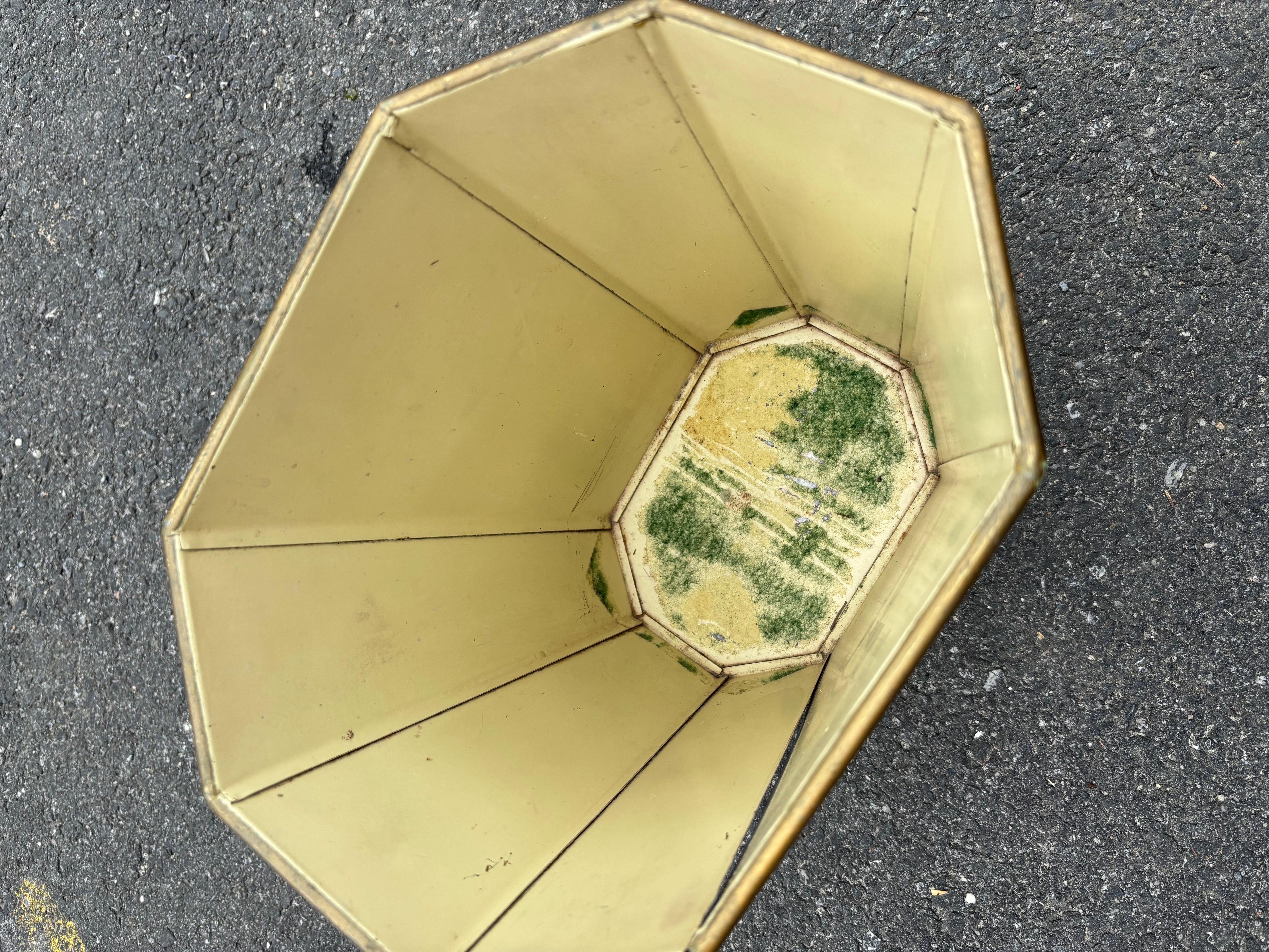 French Metal Hand-Painted Trash Can For Sale 2
