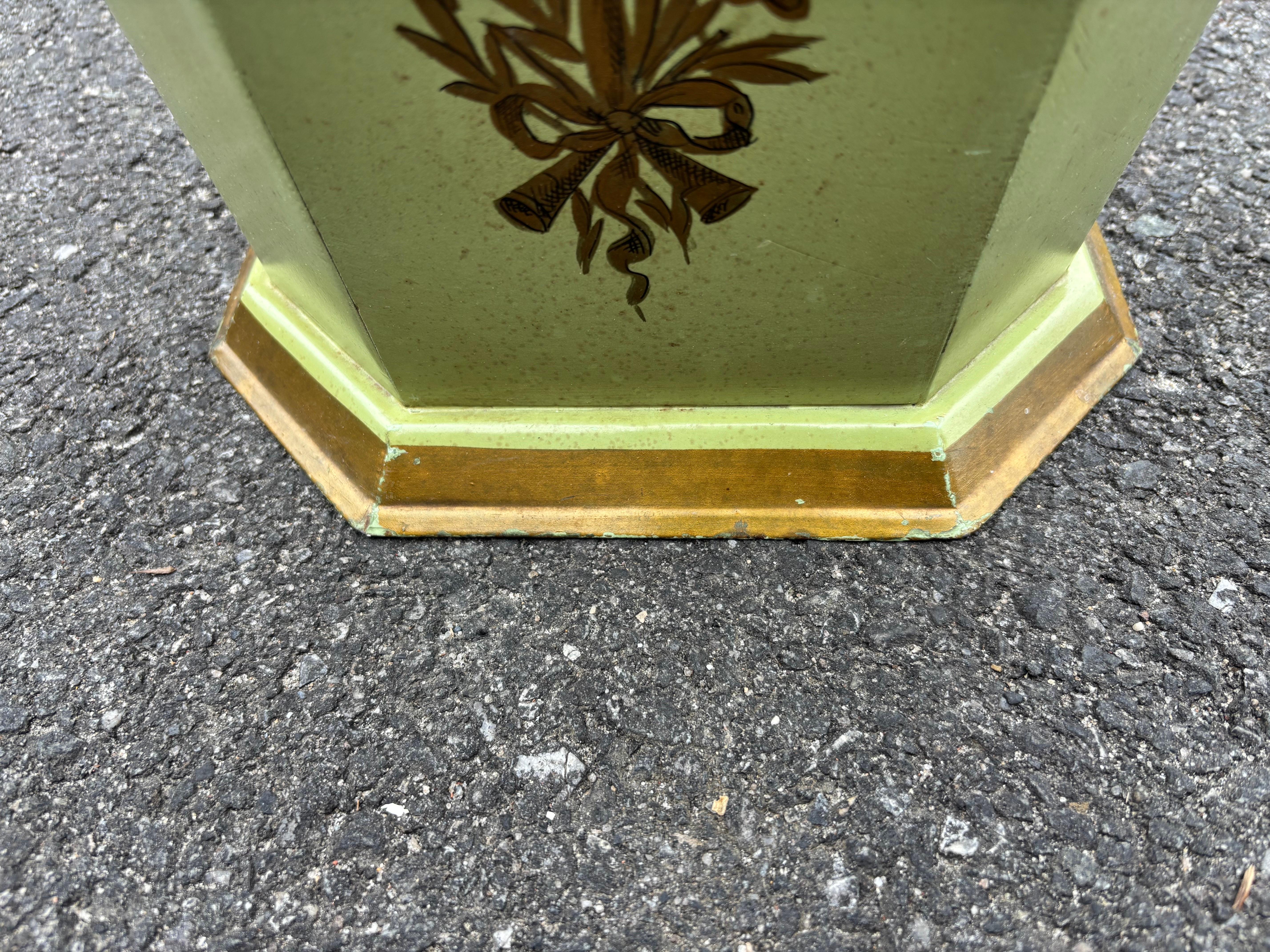 French Metal Hand-Painted Trash Can For Sale 4