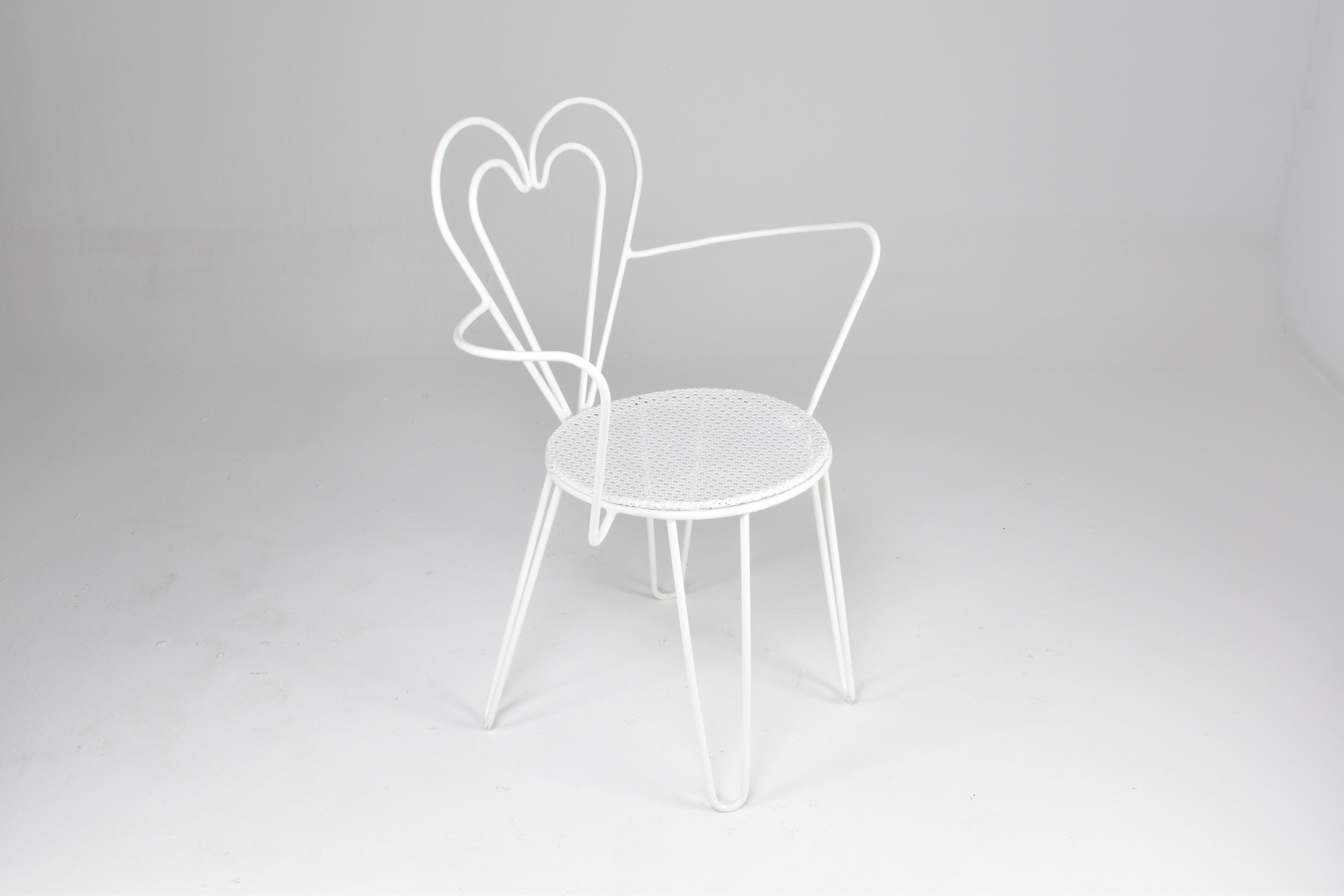 Mid-20th Century French Metal Heart Chairs by Mathieu Matégot, 1950s For Sale
