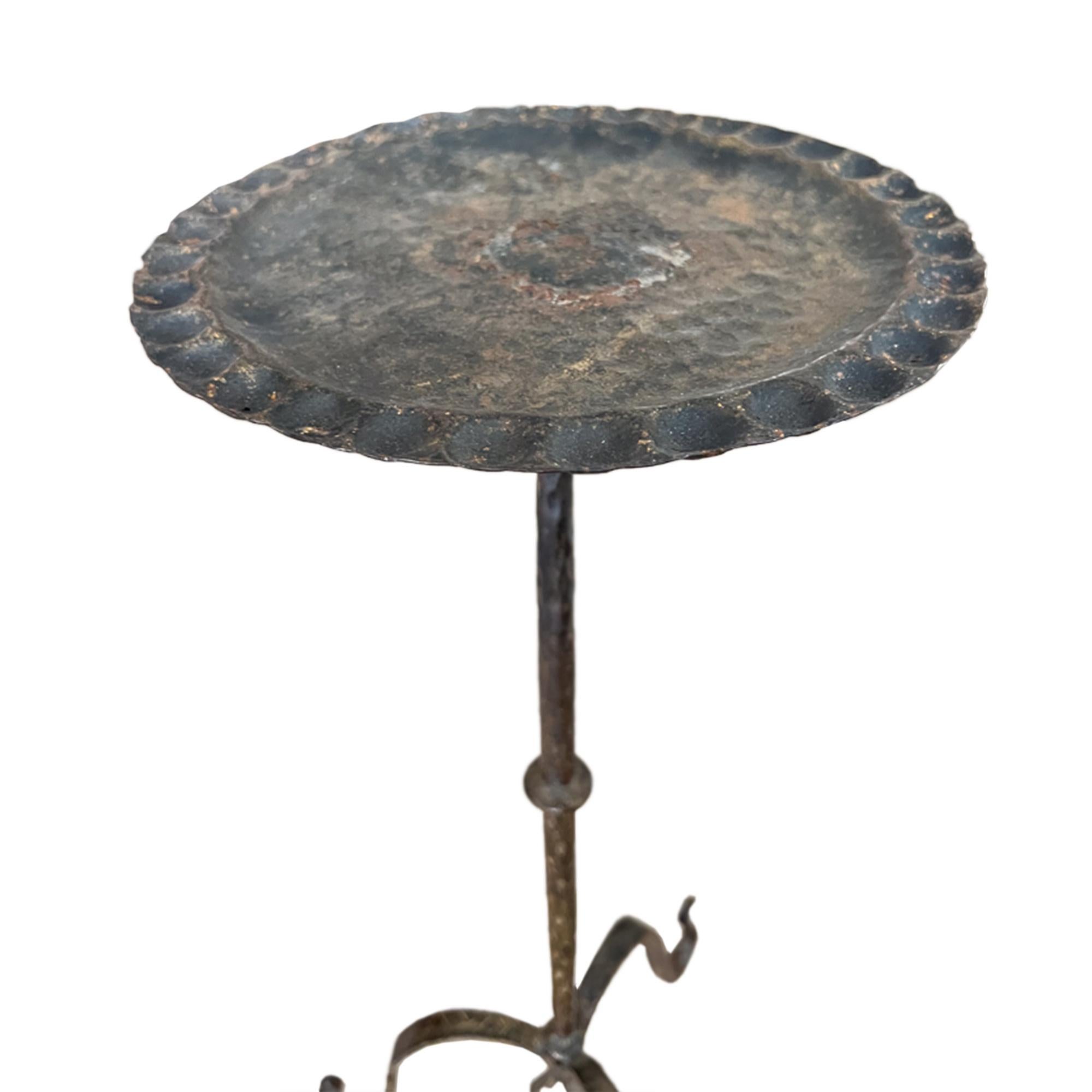 Arts and Crafts French Metal Midcentury Martini Table With Scrolled Feet