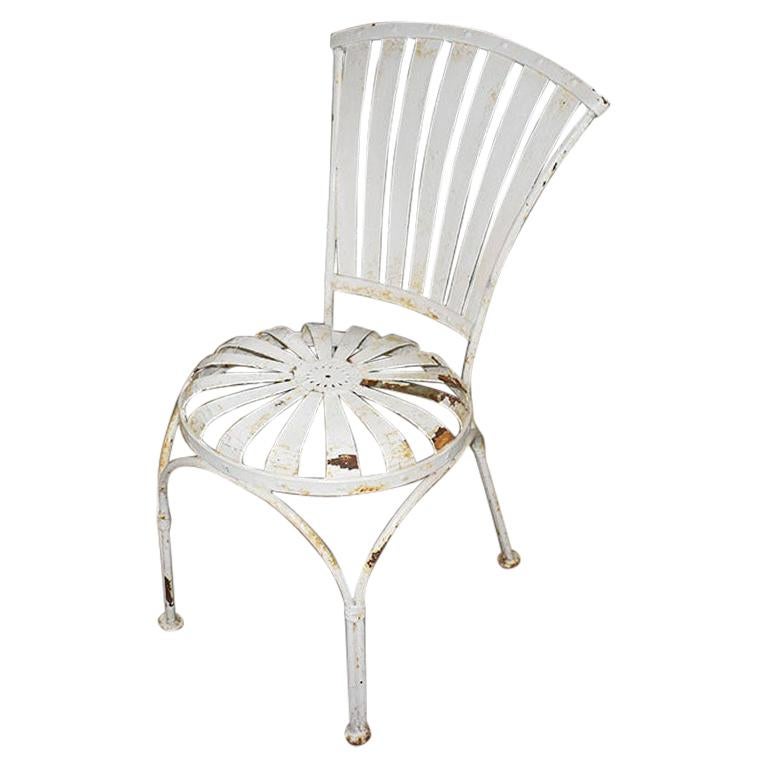 French Metal Outdoor Springer Patio Chair in White by Francois Carre