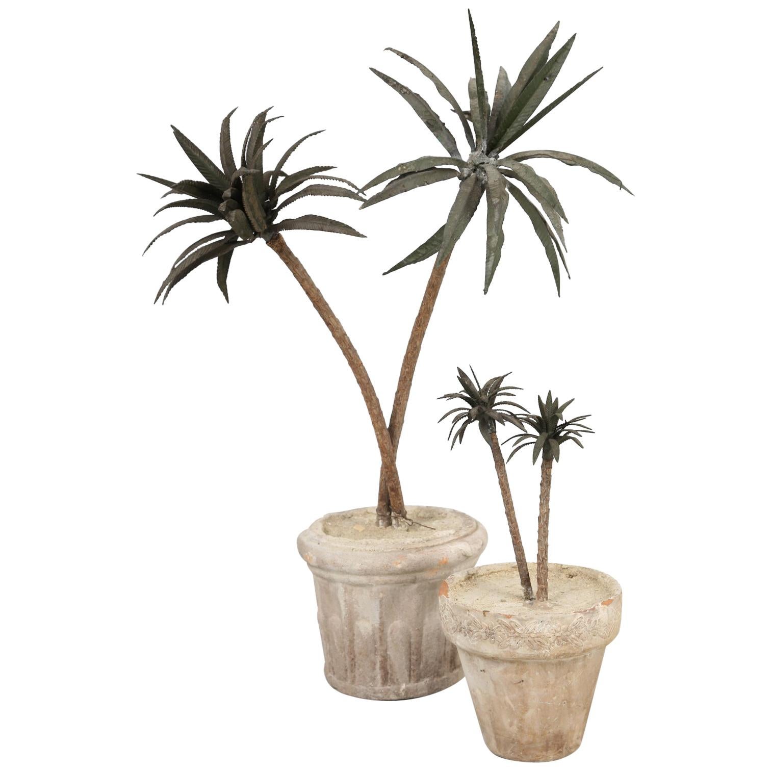 French Metal Palm Trees in Clay Pots