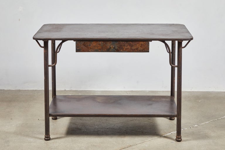 French Metal Table with Drawer at 1stDibs