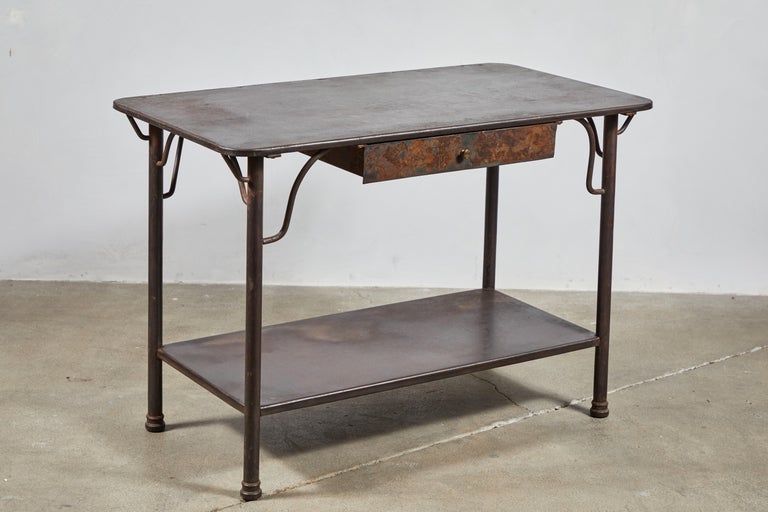French Metal Table with Drawer at 1stDibs
