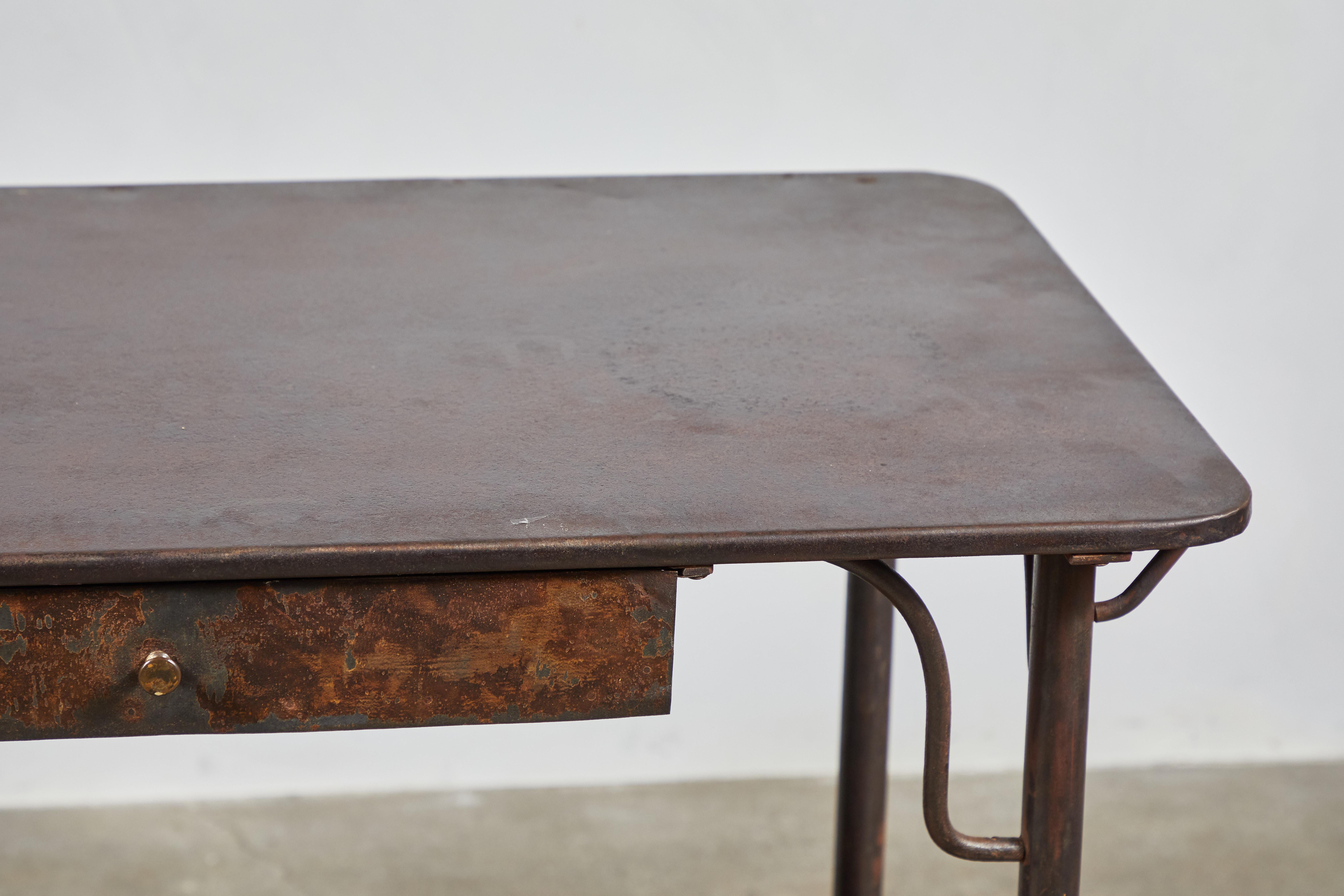 French Metal Table with Drawer 2