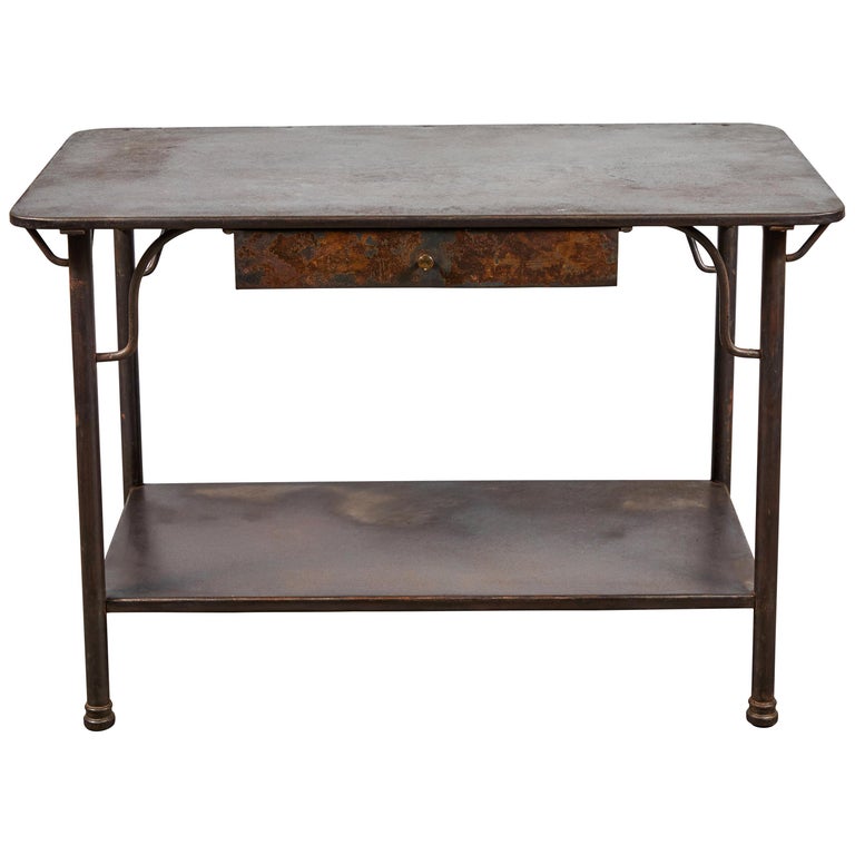 French Metal Table with Drawer at 1stDibs