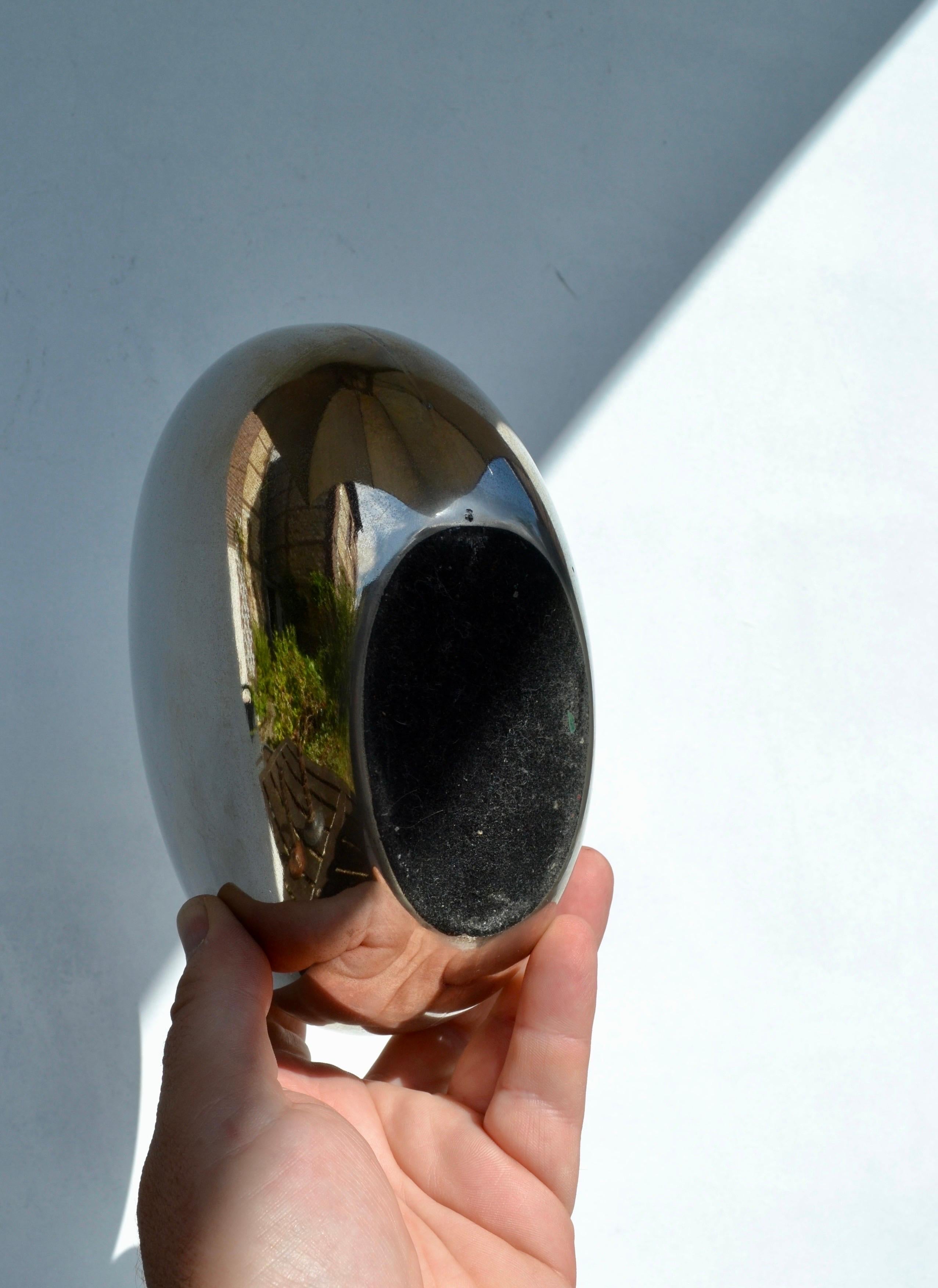 French Metal Vase – Lens Shape, 1970s For Sale 1
