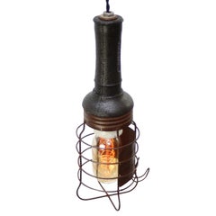 French Metal Vintage Industrial Rubber Work Light Pendant Lamp