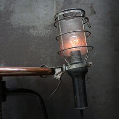 French Metal Vintage Industrial Rubber Work Light Pendant Lamp