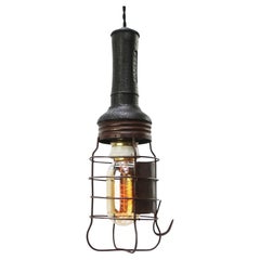 French Metal Vintage Industrial Rubber Work Light Pendant Lamp