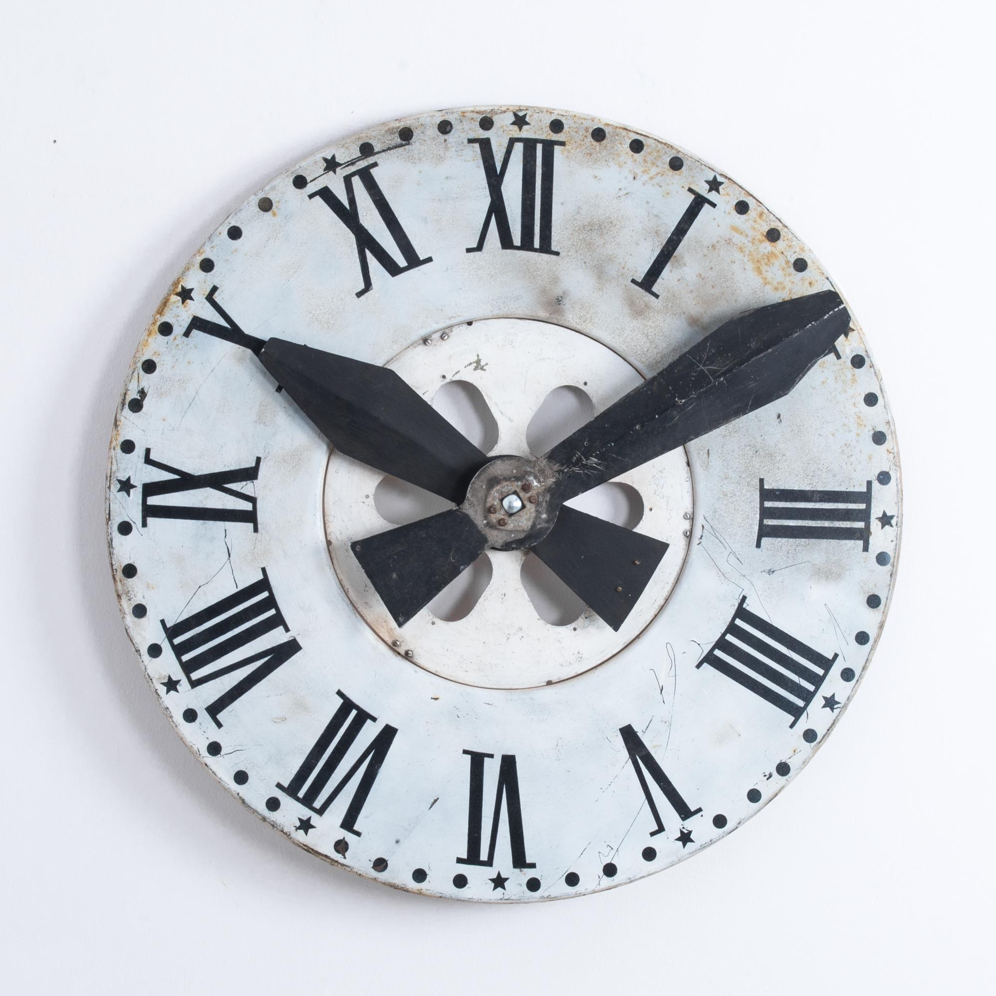 French Provincial French Metal Wall Clock, circa 1895