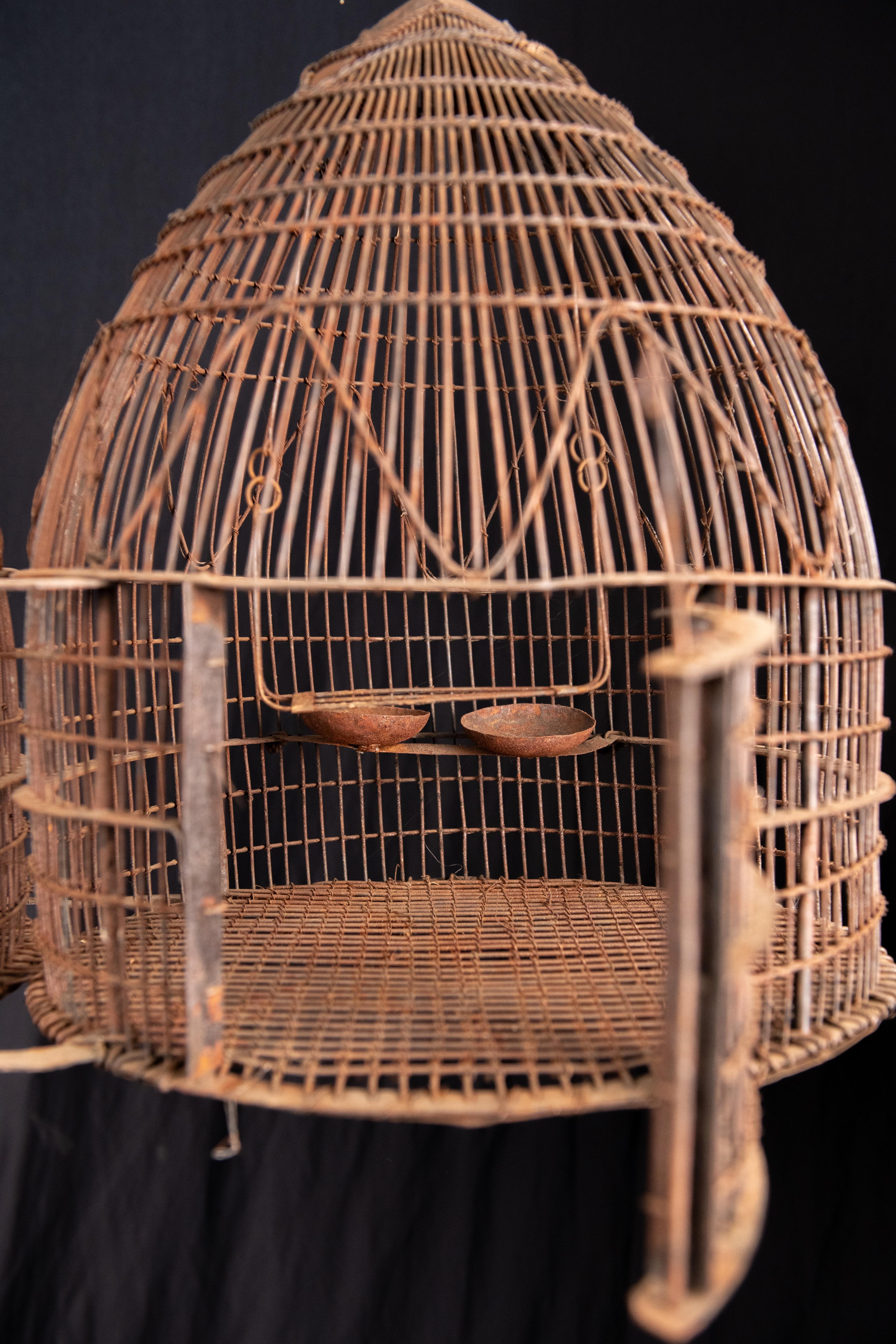 19th Century French Metal Wire  Double Bird Cage For Sale