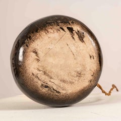 Französische Boule-Tischlampe aus metallisch glänzender Keramik, Vallauris, 1950er Jahre
