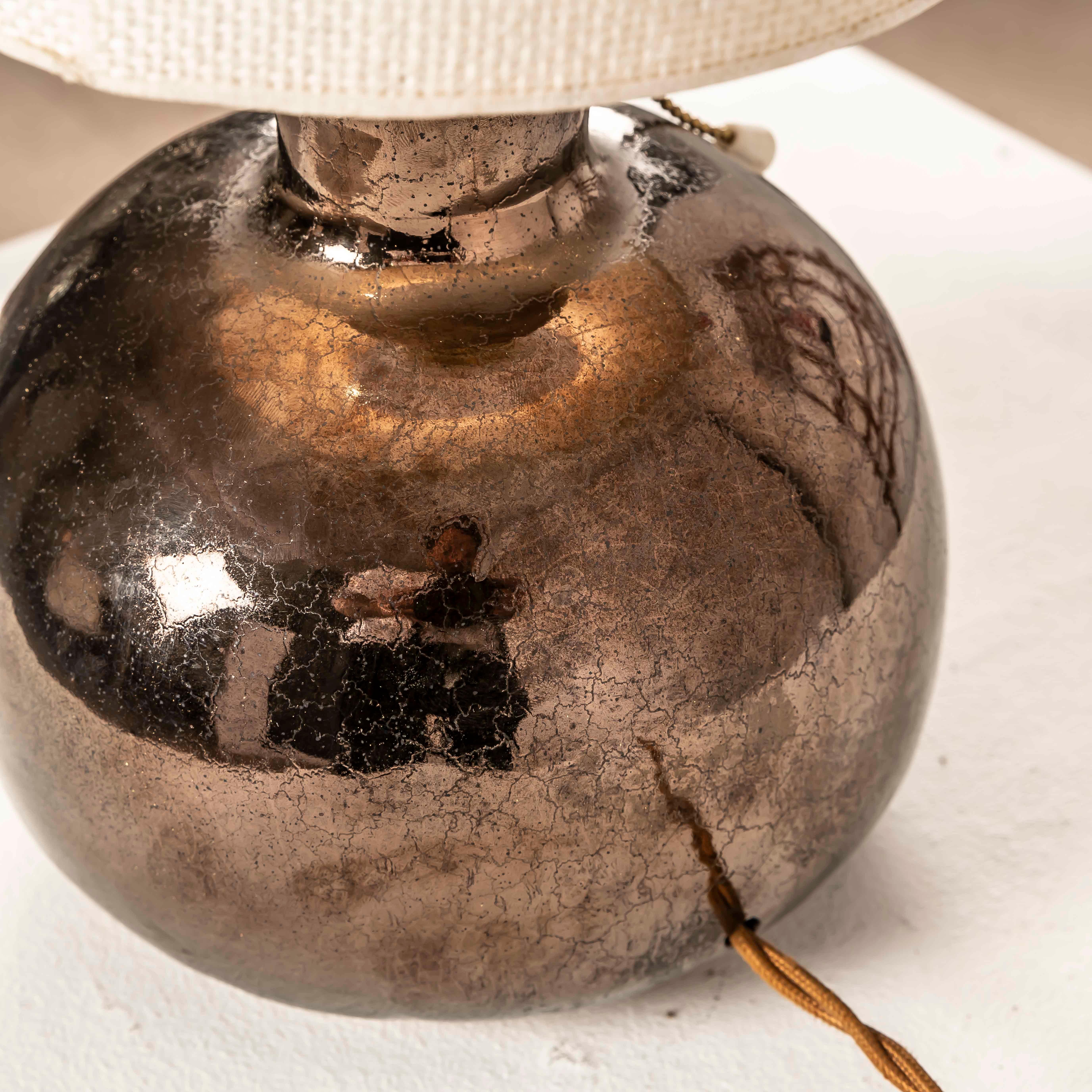 20th Century French Metallic-Lustre Ceramic Boule Table Lamp, Vallauris, 1950s For Sale