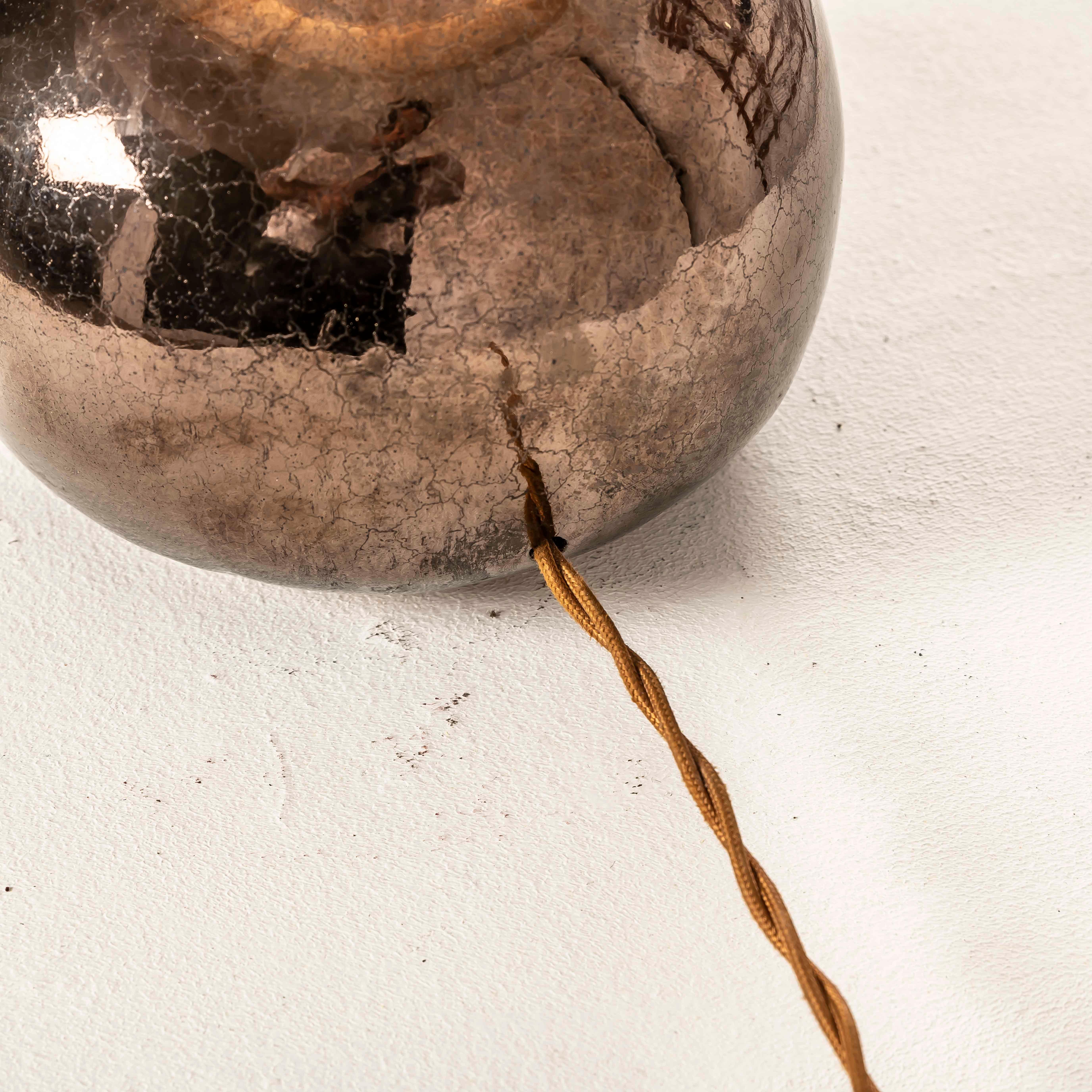 French Metallic-Lustre Ceramic Boule Table Lamp, Vallauris, 1950s For Sale 1