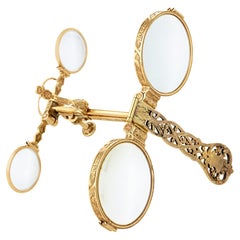 French Metamorphic Opera Glasses, 18K Gold