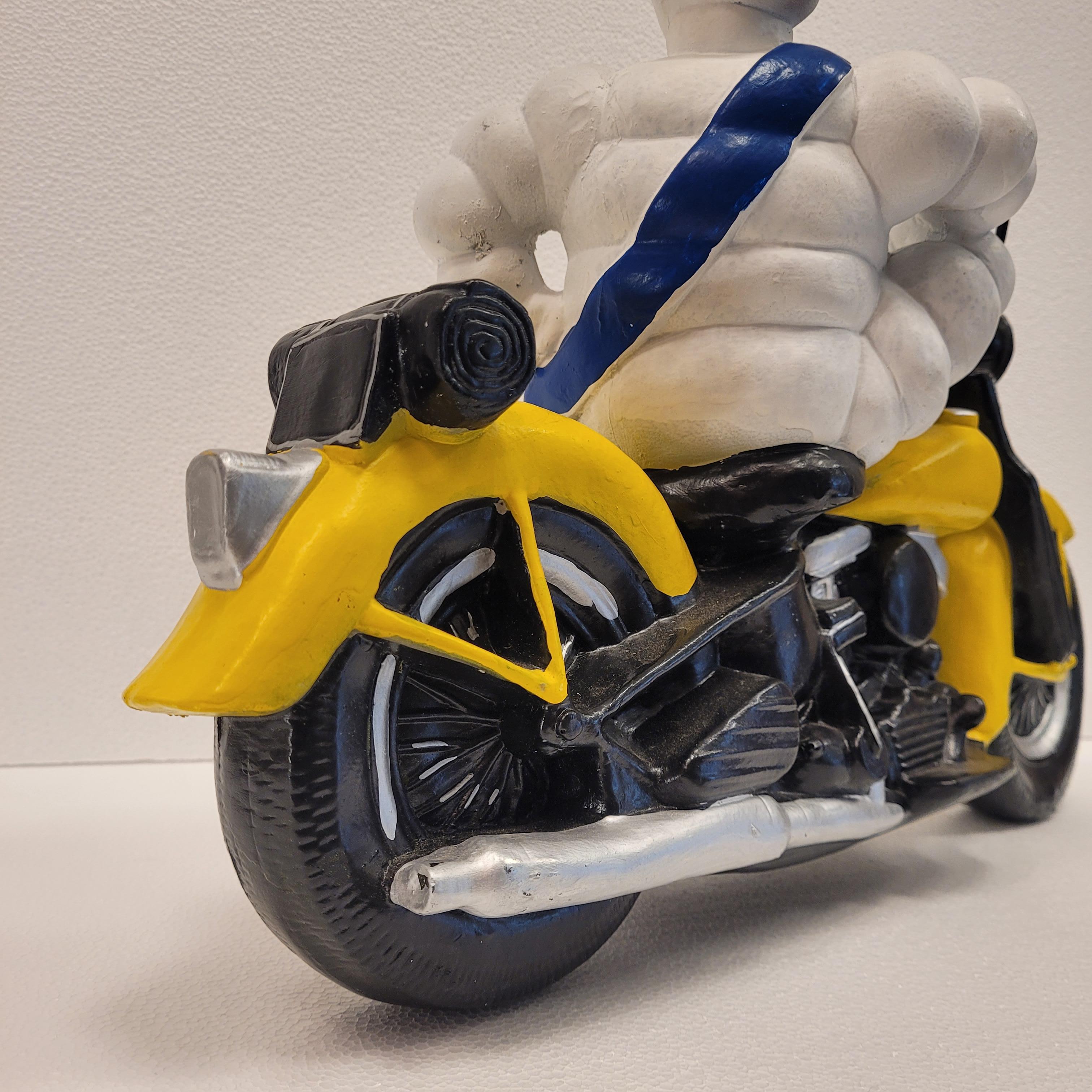 French Michelin Doll or Bibendum with motorcycle , resin  For Sale 2