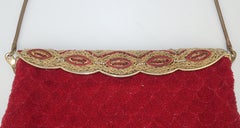 French Micro Bead Ruby Red Evening Handbag, 1950's