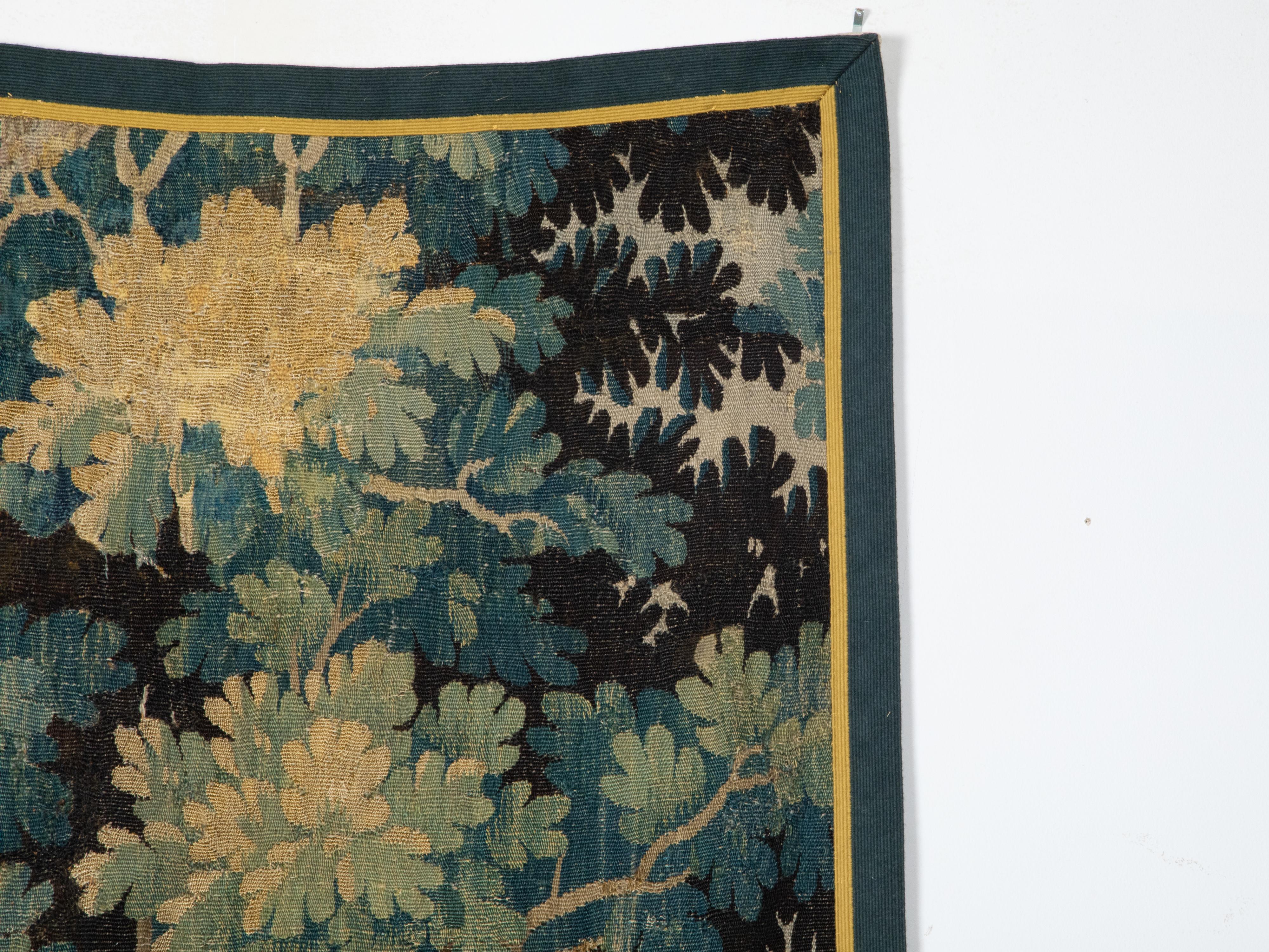 18th Century and Earlier French Mid-18th Century Aubusson Vertical Tapestry Depicting a Bird in the Woods For Sale