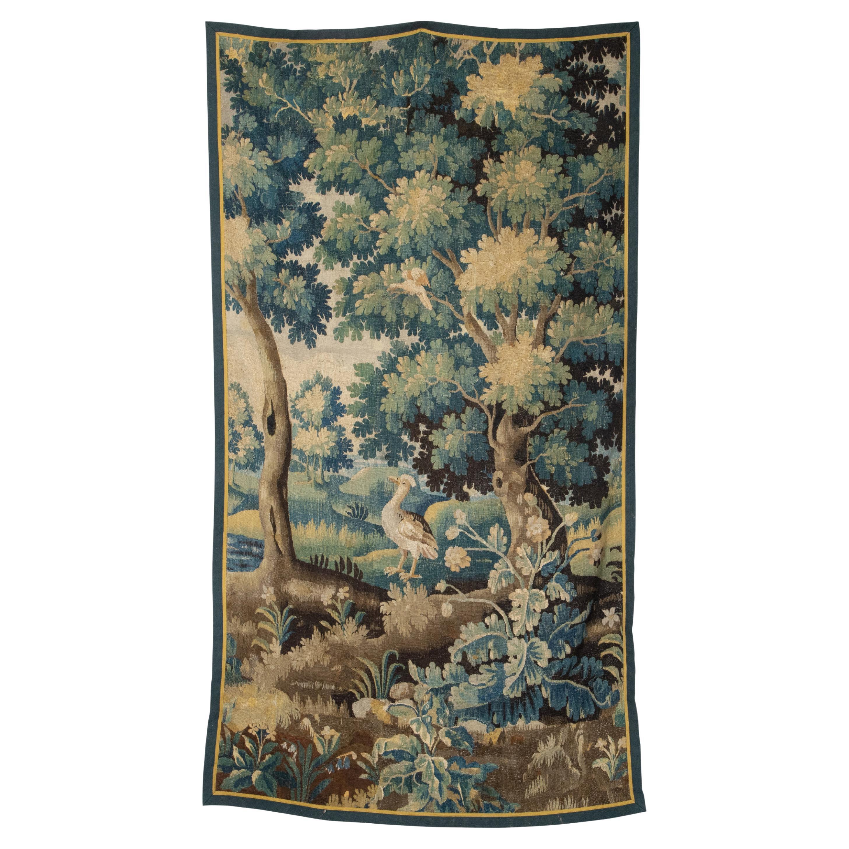 French Mid-18th Century Aubusson Vertical Tapestry Depicting a Bird in the Woods For Sale