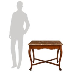 French mid 18th century Louis XV Period Cherrywood and Rouge marble center