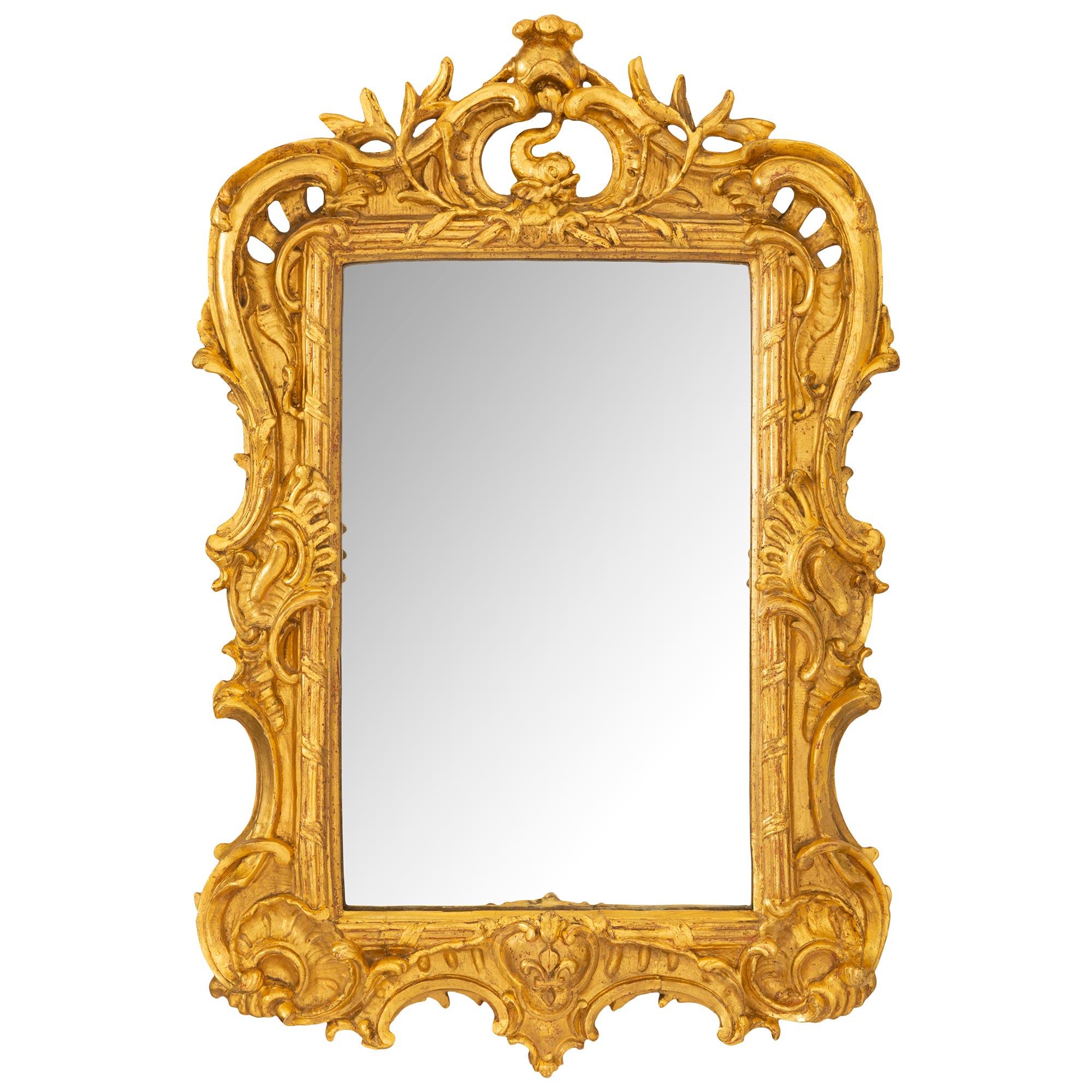 French Mid 18th Century Louis XV Period Giltwood Mirror For Sale 4