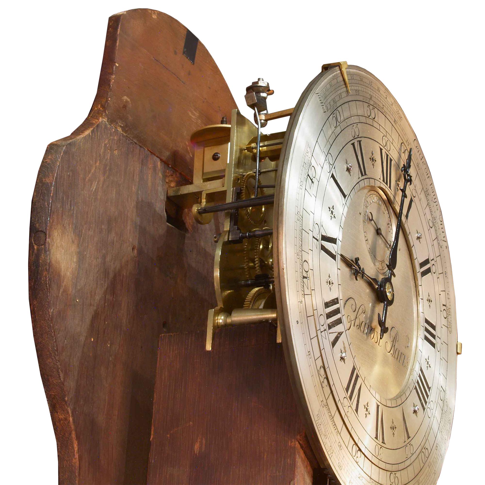 Ormolu French Mid 18th Century Louis XV Period Tall Case Clock, circa 1740 For Sale
