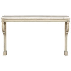 French mid 18th century Louis XVI patinated Wood & white Carrara marble Console