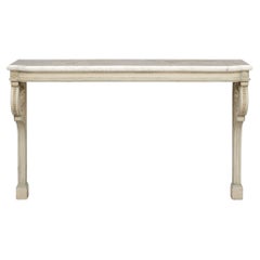 French mid 18th century Louis XVI patinated Wood & white Carrara marble Console
