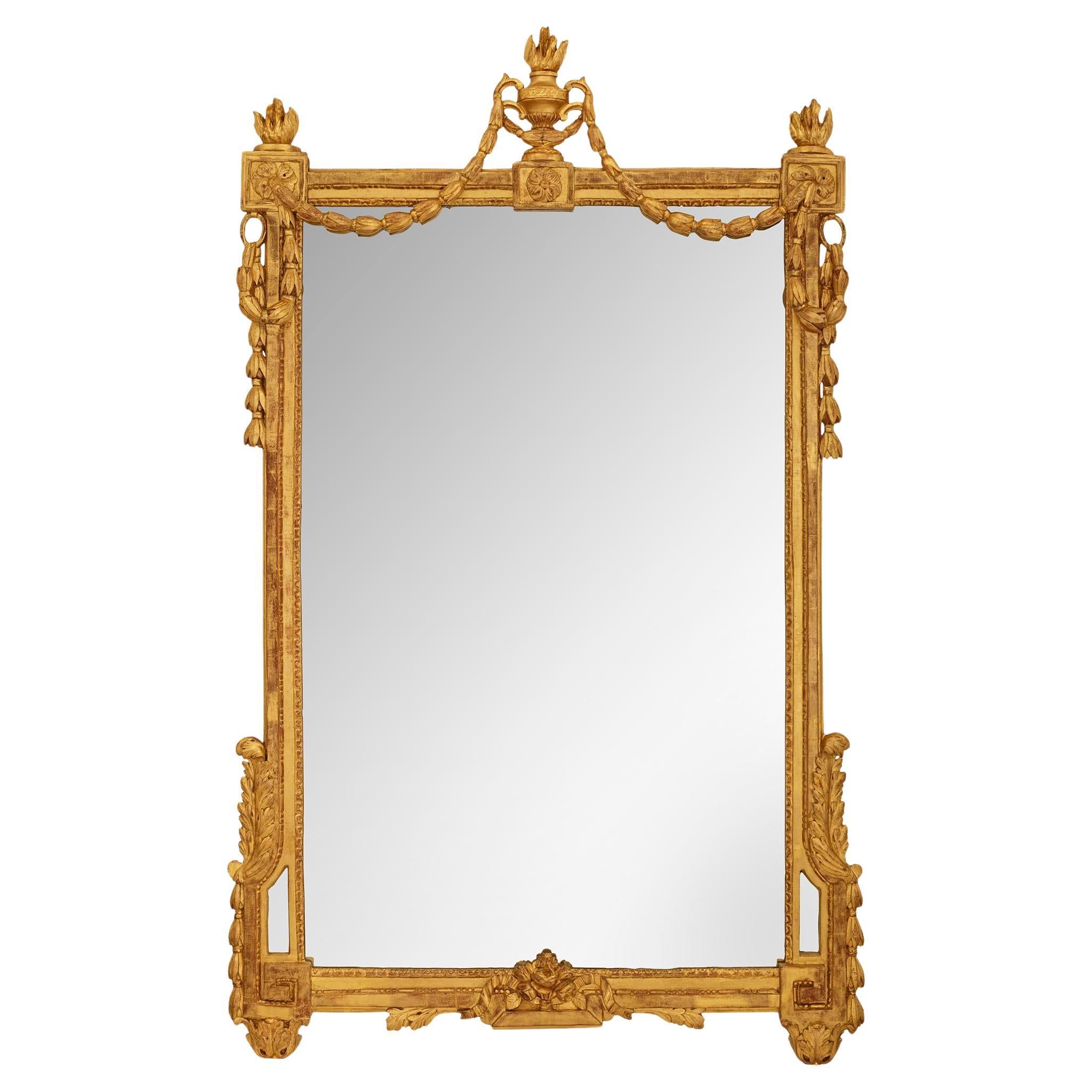 French mid 18th century Louis XVI Period Giltwood mirror
