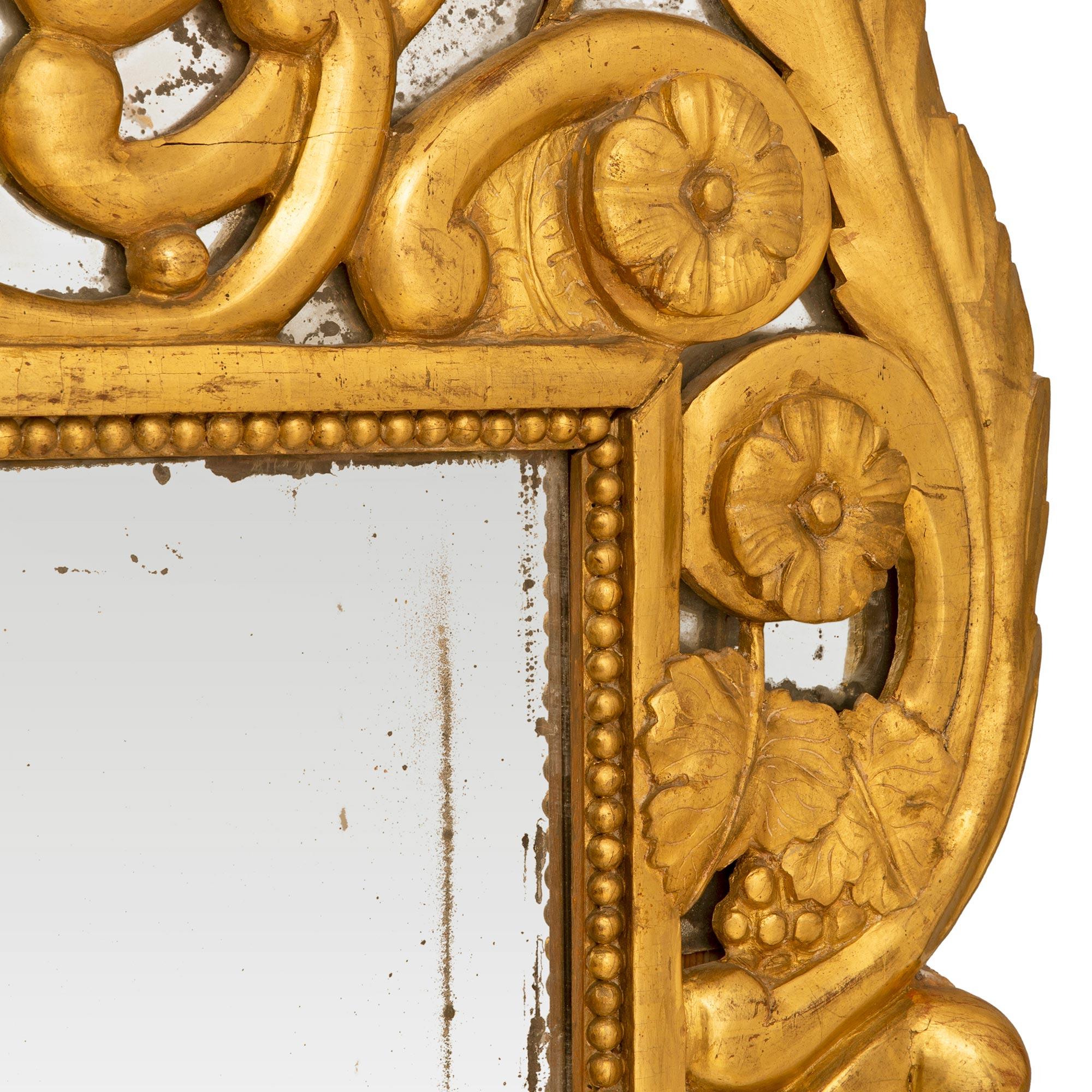 18th Century and Earlier French Mid-18th Century Provincial Giltwood Mirror For Sale