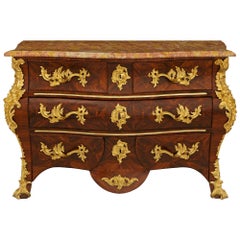 Antique French mid 18th century Rosewood, Kingwood, Ormolu and Marble commode