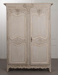 French Mid-18th Century Transitional Painted Marriage Armoire