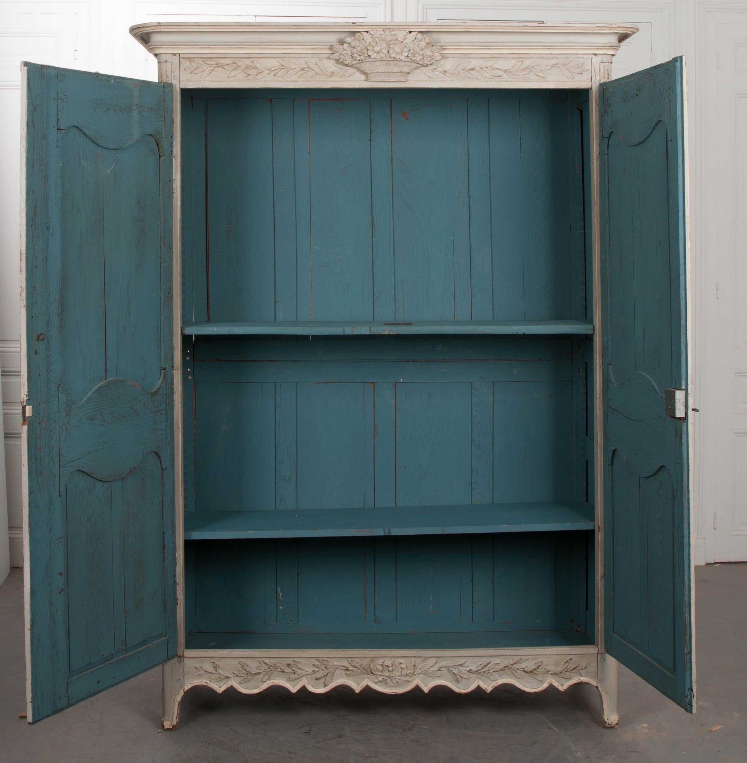 Oak French Mid-18th Century Transitional Painted Marriage Armoire