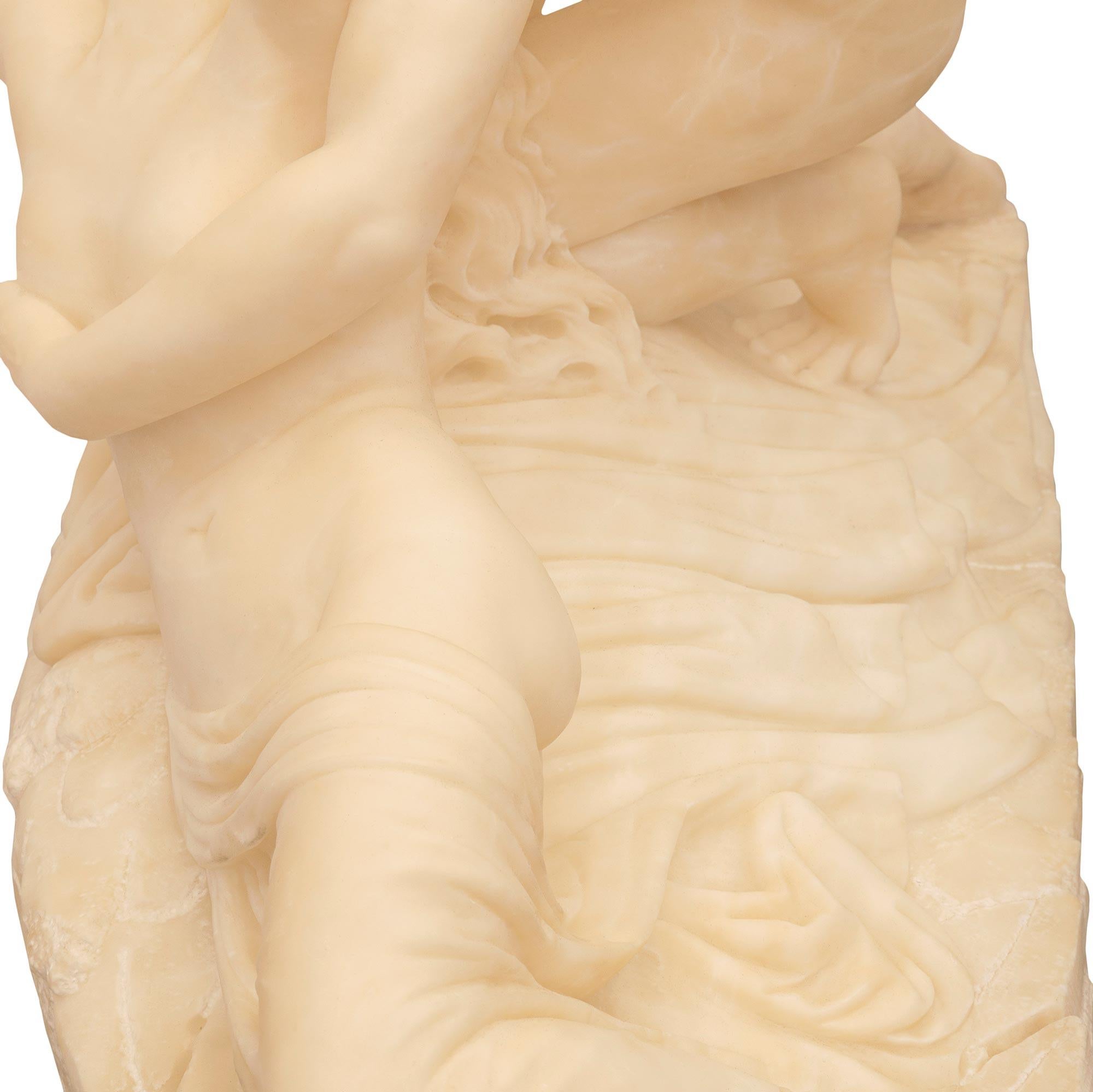 French Mid-19th Century Alabaster Statue of Cupid and Psyche For Sale 4