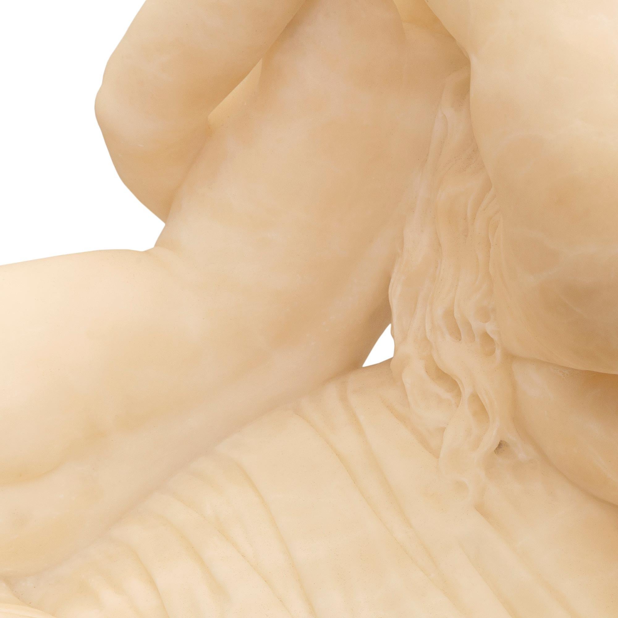 French Mid-19th Century Alabaster Statue of Cupid and Psyche For Sale 5