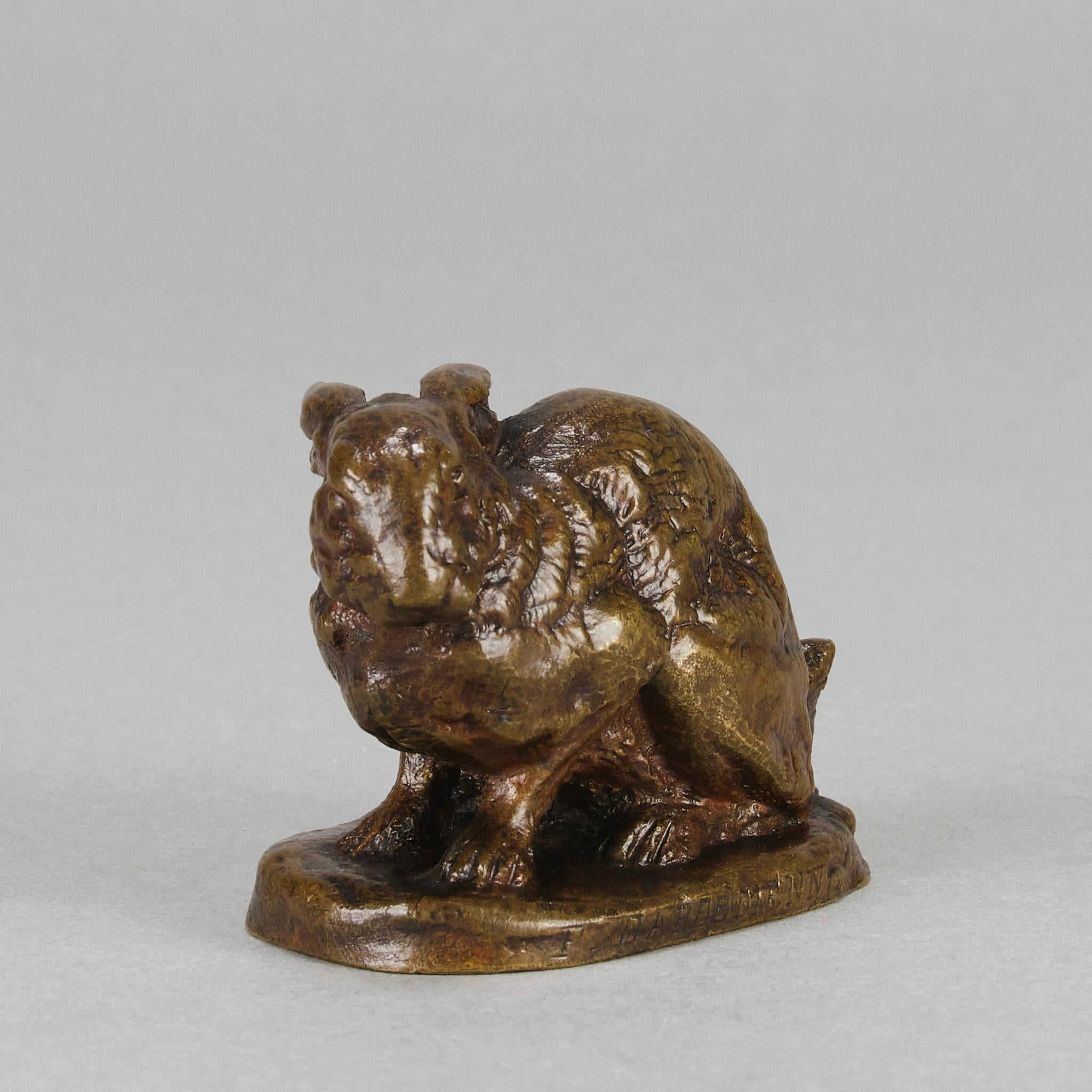Französische Tierier-Bronze „Lapin Assis“ von Antoine L Barye, Mitte des 19. Jahrhunderts (Art nouveau) im Angebot
