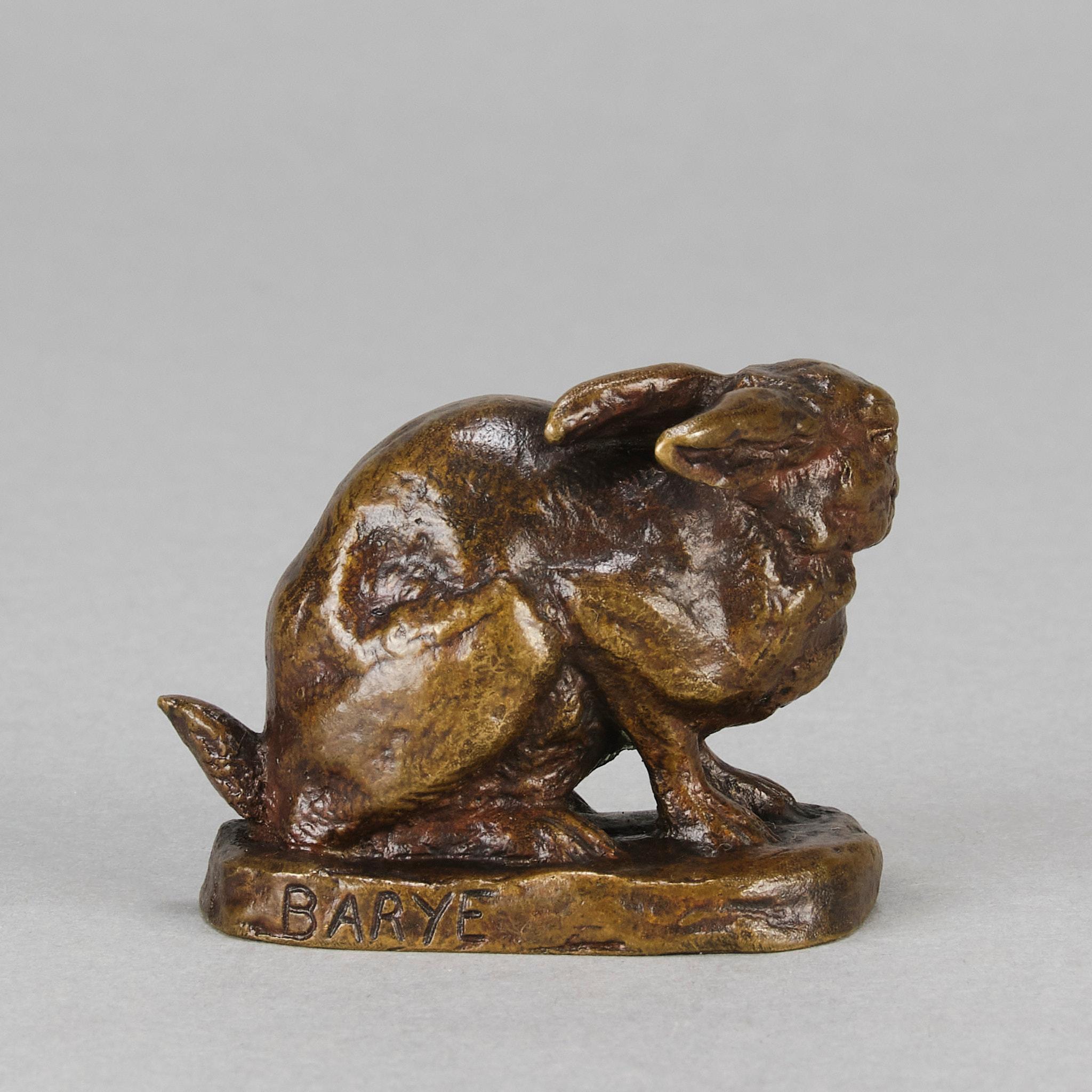Französische Tierier-Bronze „Lapin Assis“ von Antoine L Barye, Mitte des 19. Jahrhunderts im Angebot 1