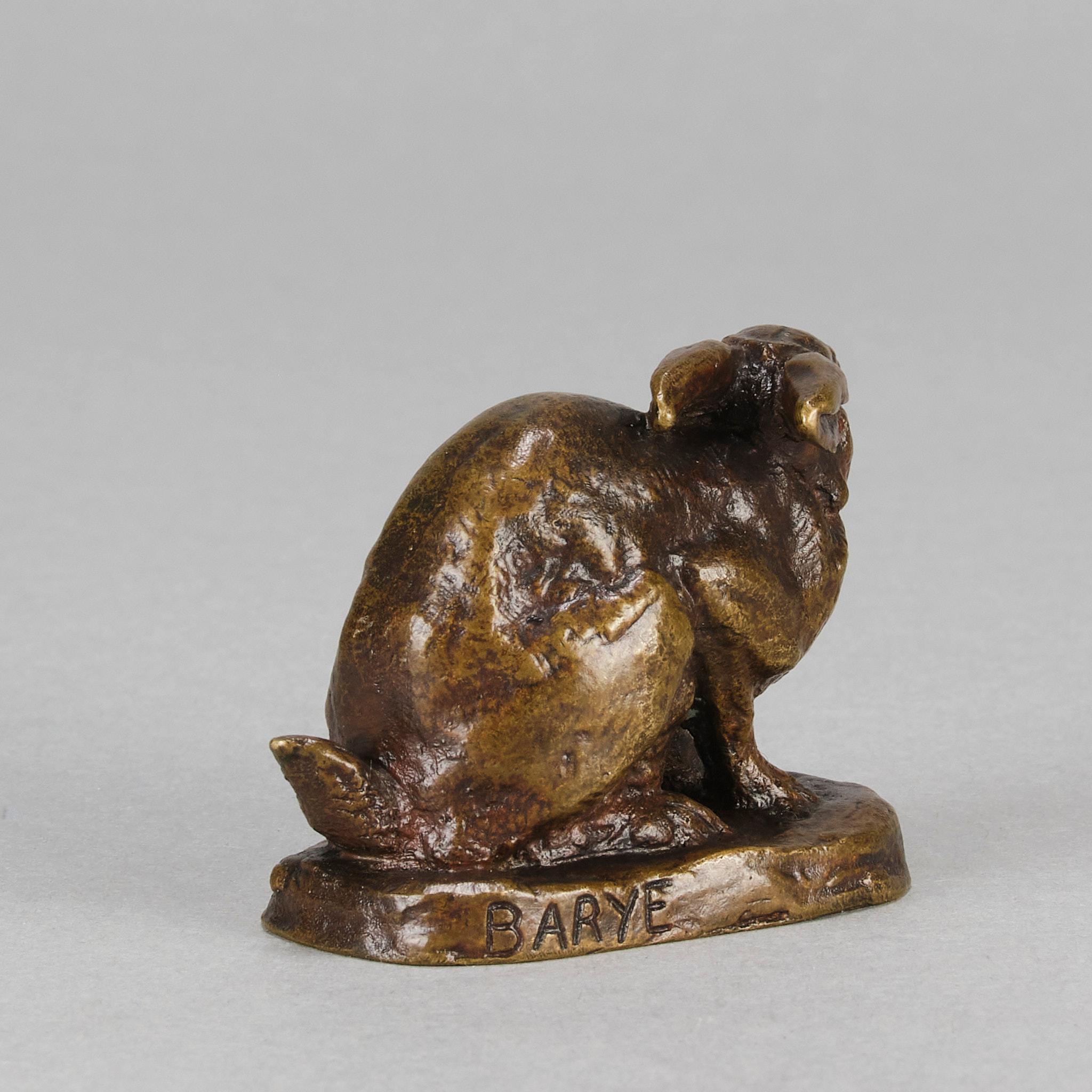 Moulage Bronze animalier français du milieu du 19e siècle « Lampine Assis » d'Antoine L Barye en vente