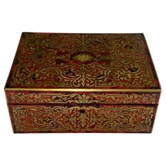 French Mid-19th Century Boulle Jewelry Box with Mirror and Perfume Bottle.