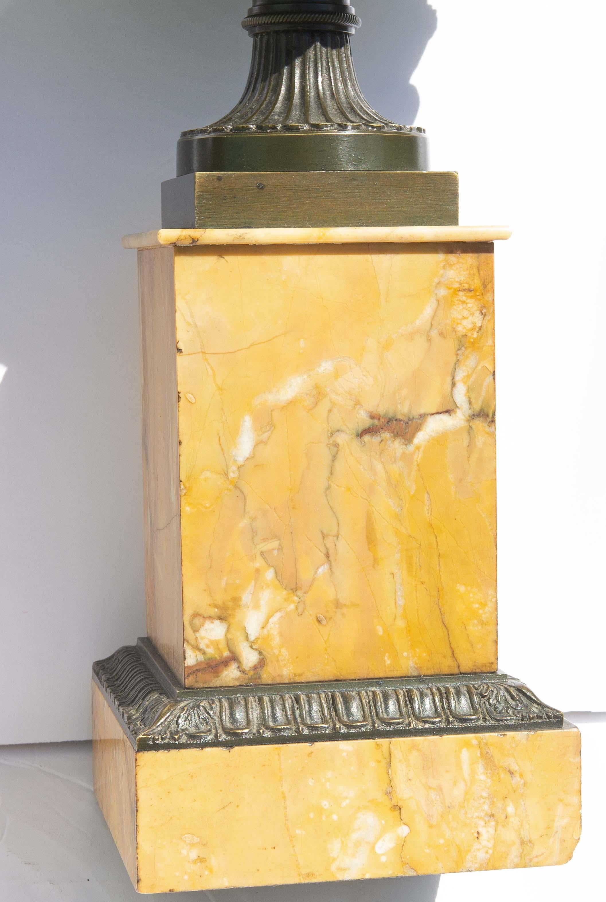 Ein Paar Urnen oder Tazzas aus Bronze und Marmor aus der Mitte des 19. Jahrhunderts im Angebot 1