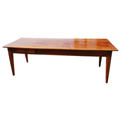 French Mid 19th Century Cherry Farm Table 93 1/2 Inches Plus Extender Taper Legs