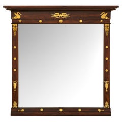 Espejo francés de estilo Imperio de mediados del siglo XIX, de caoba y bronce dorado